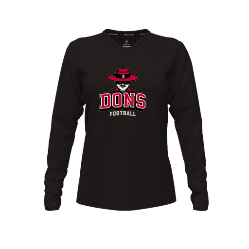 [CUS-DFW-TEES-CMF-VNK-LSL-BLK-FYXS-LOGO1] Decker Comfort T-Shirt (Female Youth XS, Black, V Neck, Long Sleeve)