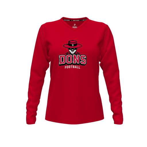 [FTLVPTRD-FYXS-LOGO1] Decker Performance T-Shirt (Female Youth XS, Red, V Neck, Long Sleeve)