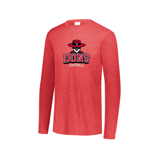 [FTLCUBRD-AXS-LOGO1] Decker Men's Tri-Blend T-Shirt - Long Sleeve (Adult XS, Red)